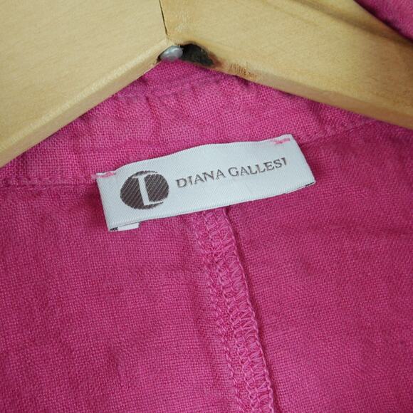 100% Linen Size 6 Shirt Dress Pink Collared Preppy Beach Resort Country Club - Picture 2 of 7